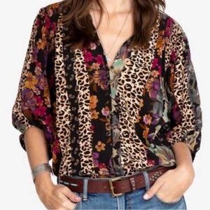 Johnny Was Jade Zane Easy 100% Silk Blouse M